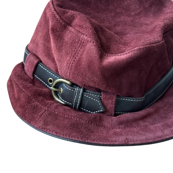 Coach Burgundy Suede Unisex Bucket Hat w/ Leather Trim S/M – Y2K Archive - Picture 1 of 7